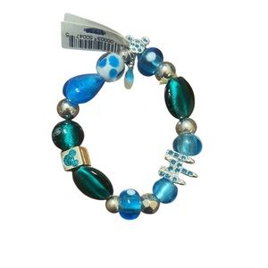 Disney Charming Blue Beaded Bracelet with charms